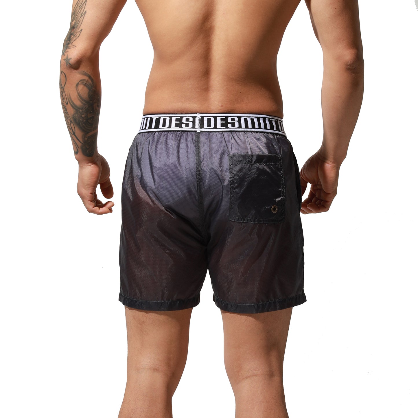 DESMIIT Men's Translucent Shorts Easy Take Thin Loose Holiday Swimwear Board Shorts S7072