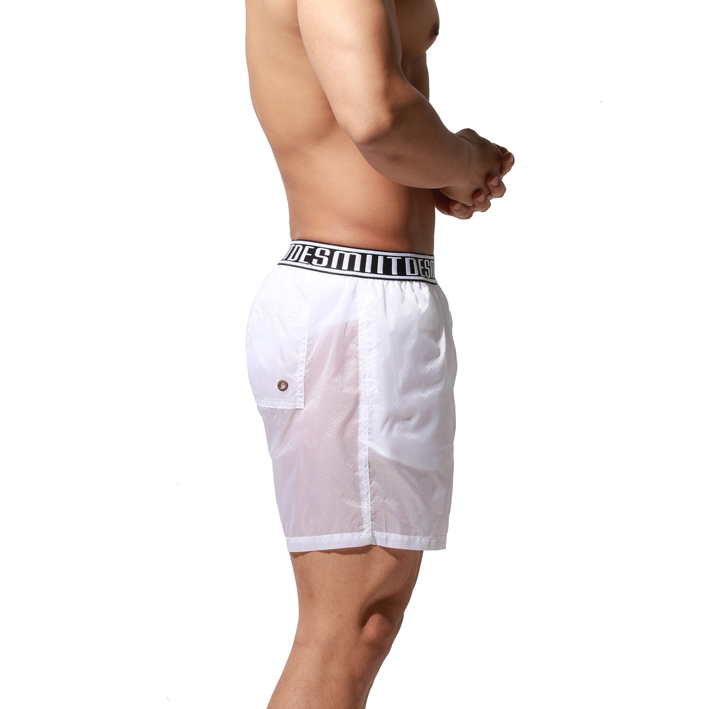 DESMIIT Men's Translucent Shorts Easy Take Thin Loose Holiday Swimwear Board Shorts S7072