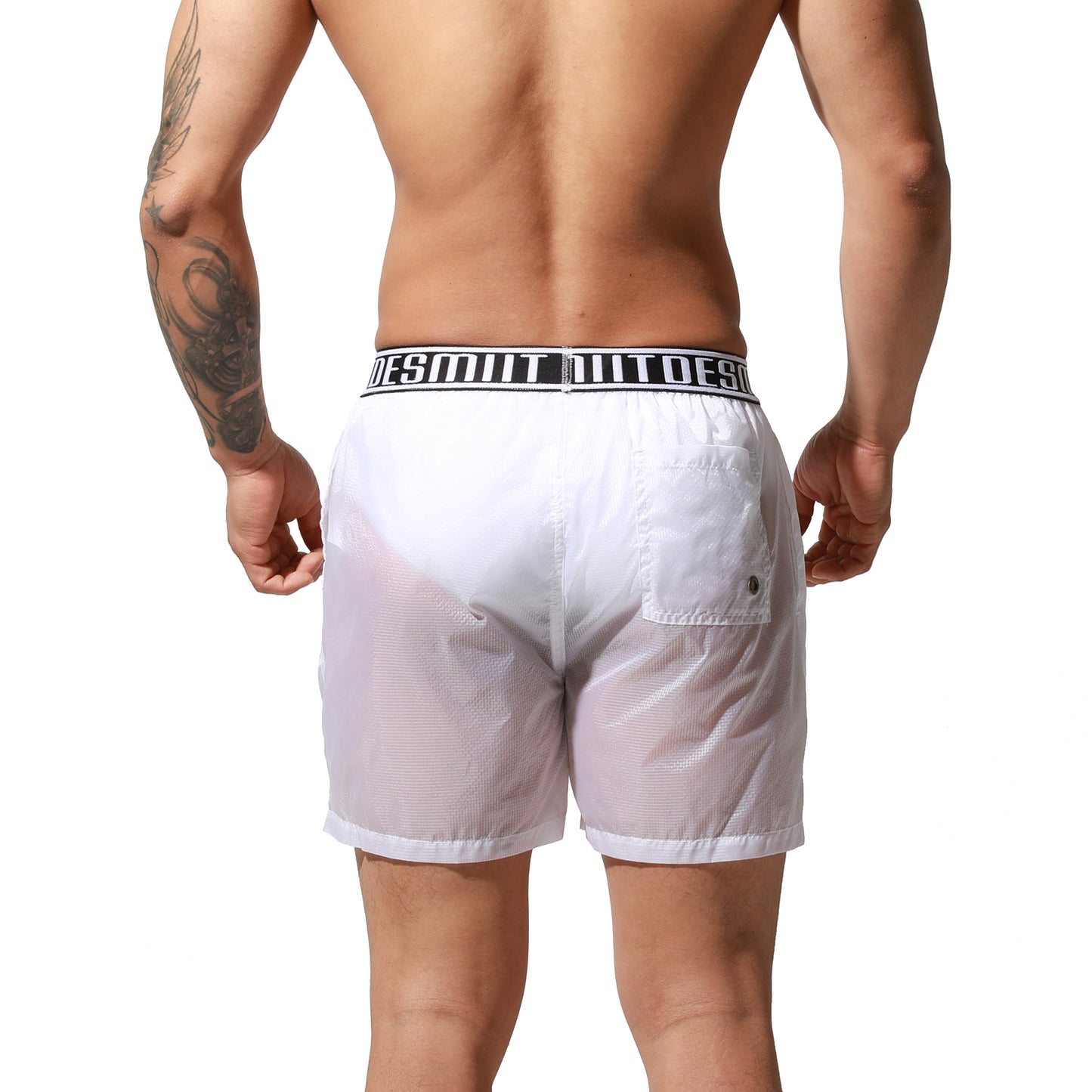 DESMIIT Men's Translucent Shorts Easy Take Thin Loose Holiday Swimwear Board Shorts S7072