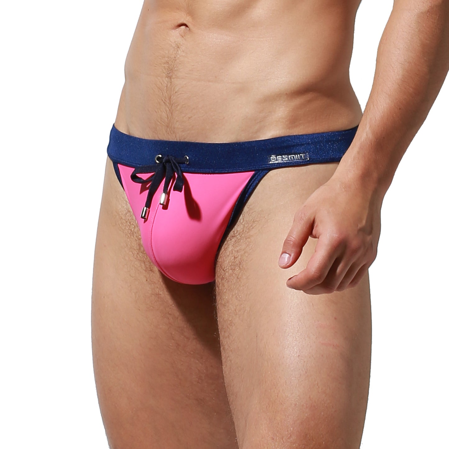 DESMIIT Men's Low Rise Micro Bikini Swim Briefs with Cup - Quick Dry Tight Bathing Suit for Swimming & Hot Spring S3937