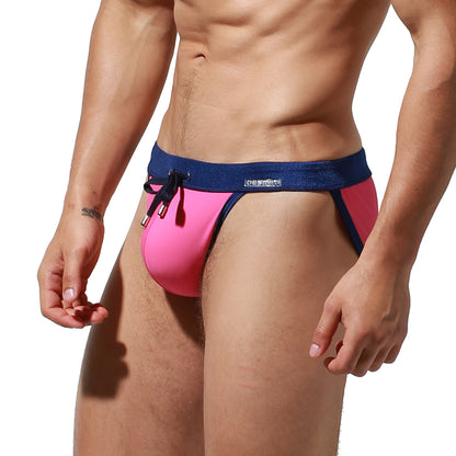 DESMIIT Men's Low Rise Micro Bikini Swim Briefs with Cup - Quick Dry Tight Bathing Suit for Swimming & Hot Spring S3937