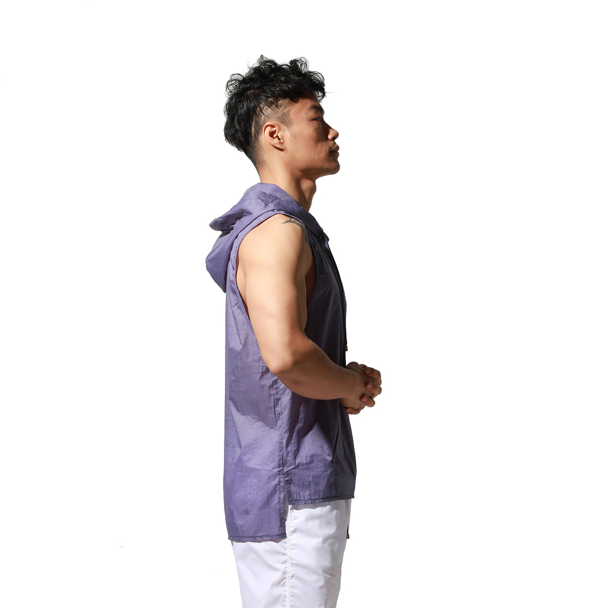 Men's Lightweight Sun Protection Tank Top, Portable Quick Dry Sexy Sleeveless Hooded Sheer UV Protection Vest T2003