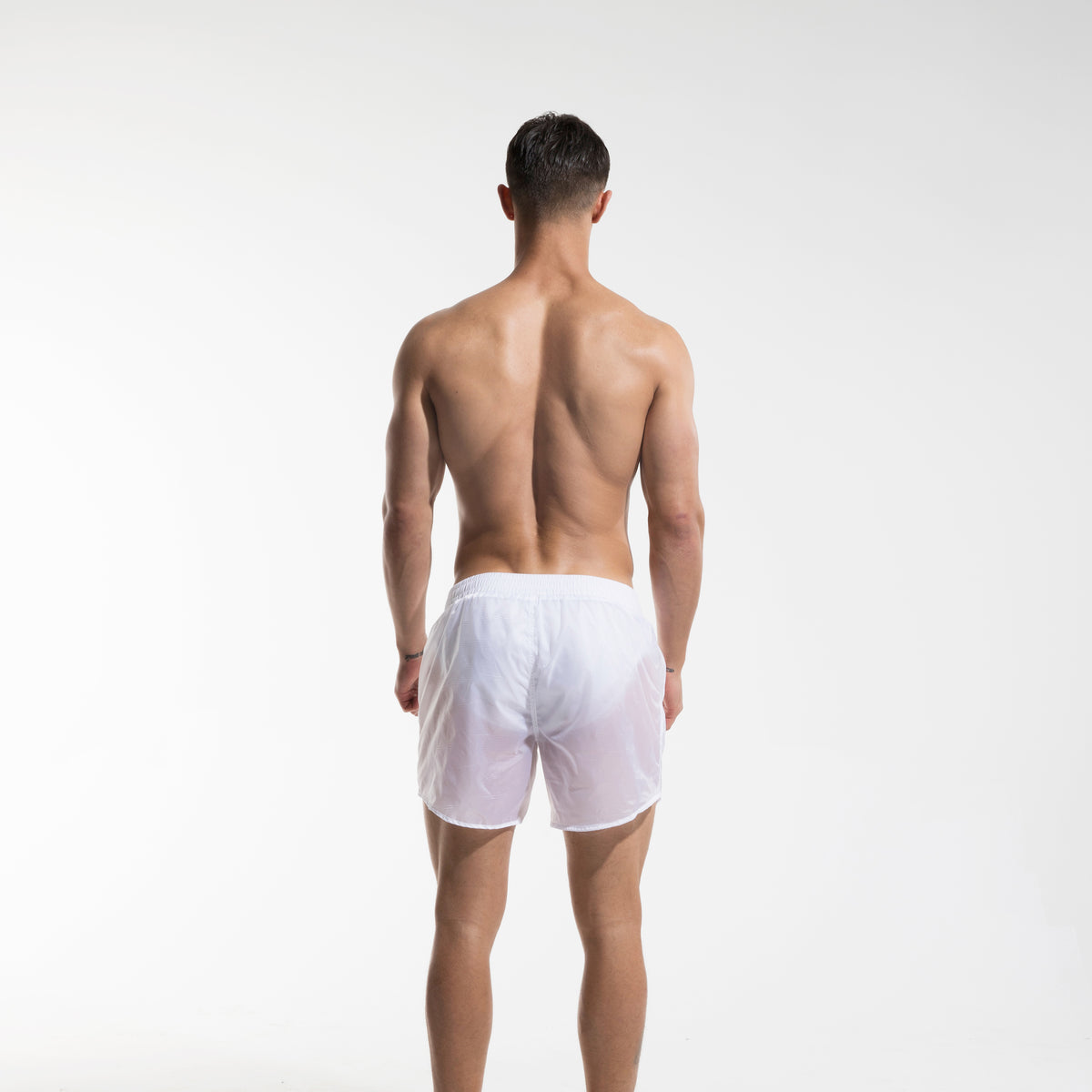 DESMIIT Men's Ultra-Thin Portable Semi-Sheer Shiny Fabric Quick Dry Swim Board Shorts, Breathable Beach Shorts S727