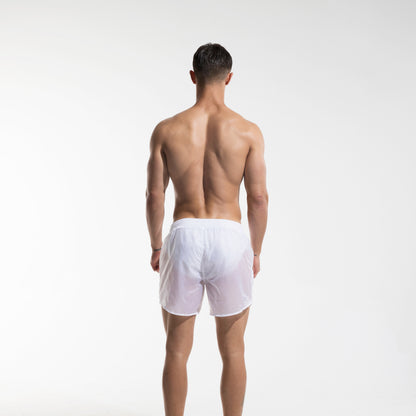 DESMIIT Men's Ultra-Thin Portable Semi-Sheer Shiny Fabric Quick Dry Swim Board Shorts, Breathable Beach Shorts S727