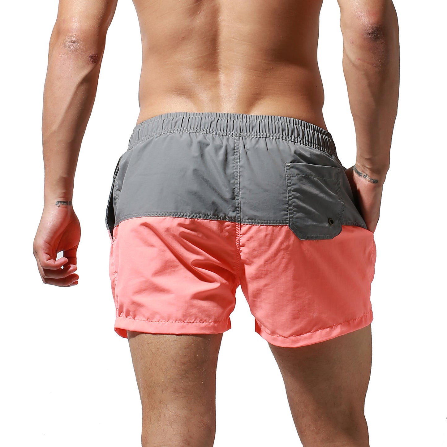 DESMIIT Men's Beach pants Color matching quick drying loose swimming pants summer vacation casual surfing shorts S6915