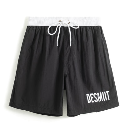 Men's Solid Color Drawstring Board Shorts | Quick-Dry Portable Sports Swimwear with Pockets B4114