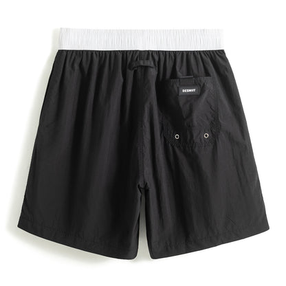 Men's Solid Color Drawstring Board Shorts | Quick-Dry Portable Sports Swimwear with Pockets B4114