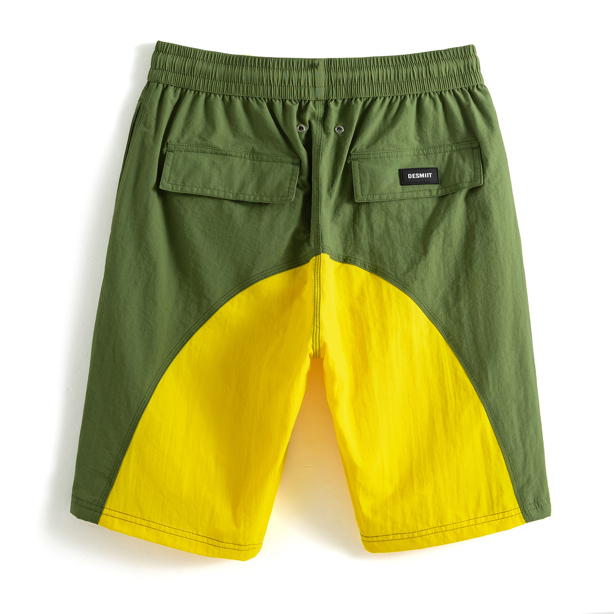 DESMIIT Men's Color Block Drawstring Quick Dry Swim Board Shorts, Full Liner Breathable Beach Shorts B5116
