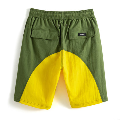 DESMIIT Men's Color Block Drawstring Quick Dry Swim Board Shorts, Full Liner Breathable Beach Shorts B5116