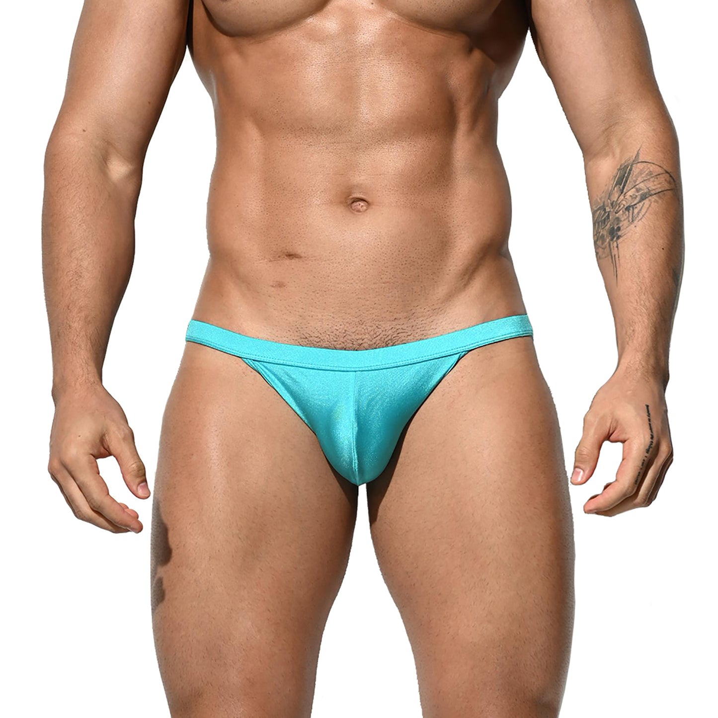 DESMIIT Men's Super Low Waist Gay Sexy Sunbath Swimwear Solid Swimming Bikini S2103