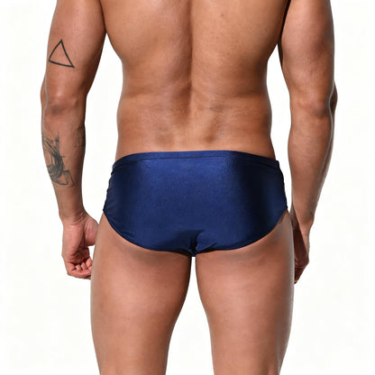 DESMIIT Men's Low Rise Drawstring Swim Briefs | High Stretch Quick-Dry Snug Fit S3209