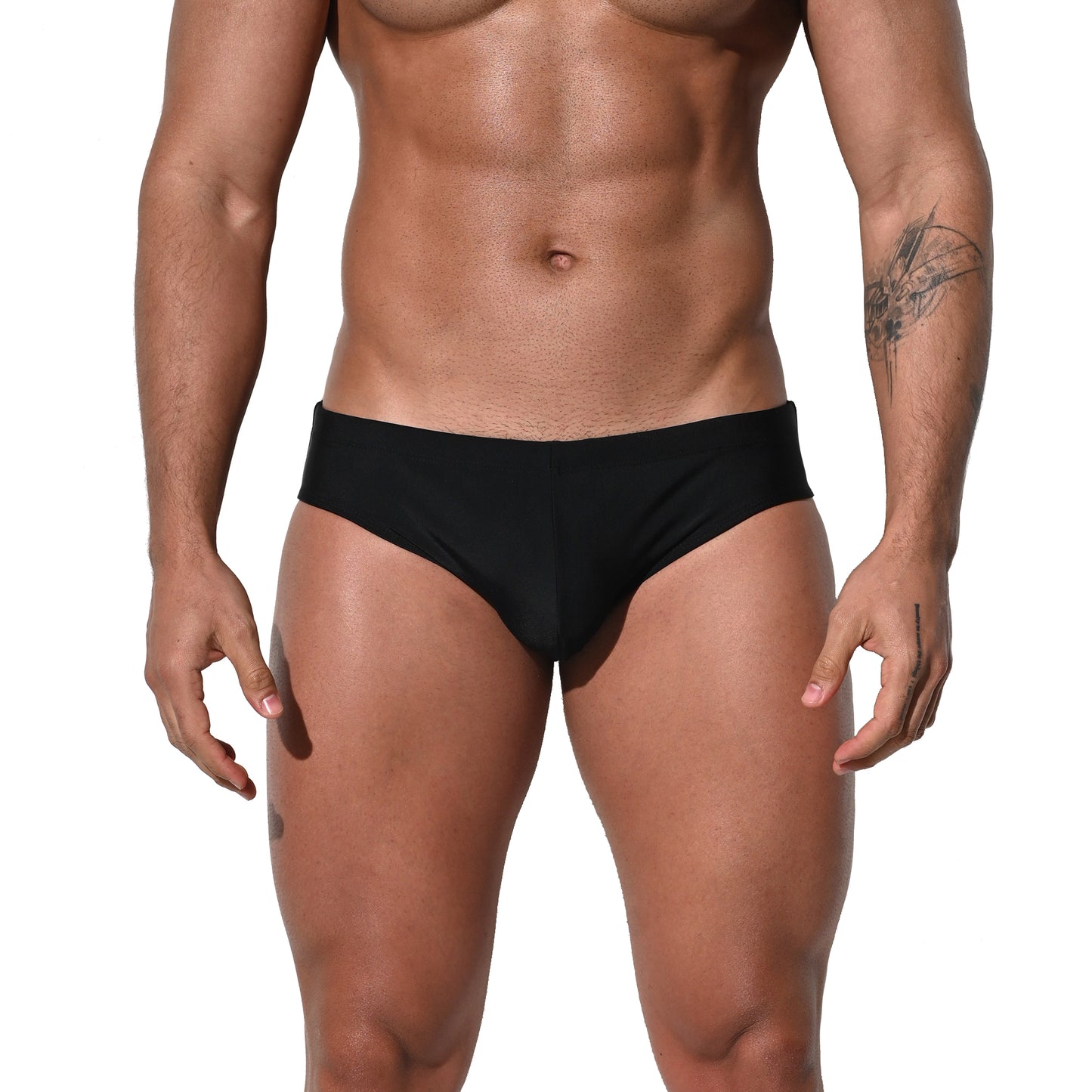 DESMIIT Men's Low Rise Letter Print Swim Briefs | High Stretch Quick-Dry Form-fitting S3211