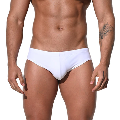 DESMIIT Men's Low Rise Letter Print Swim Briefs | High Stretch Quick-Dry Form-fitting S3211