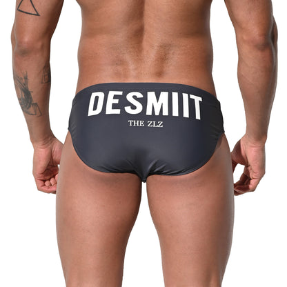 DESMIIT Men's Low Rise Letter Print Swim Briefs | High Stretch Quick-Dry Form-fitting S3211
