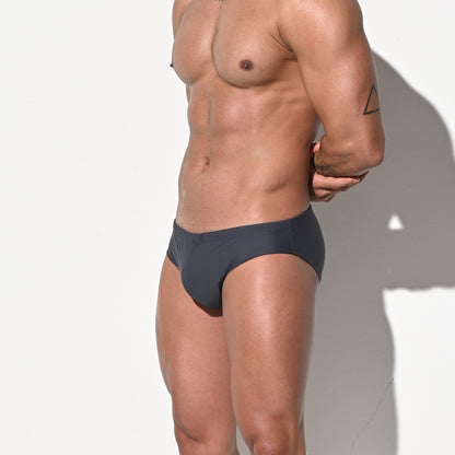 DESMIIT Men's Low Rise Letter Print Swim Briefs | High Stretch Quick-Dry Form-fitting S3211