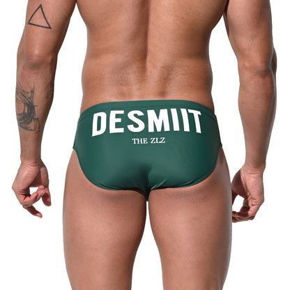 DESMIIT Men's Low Rise Letter Print Swim Briefs | High Stretch Quick-Dry Form-fitting S3211