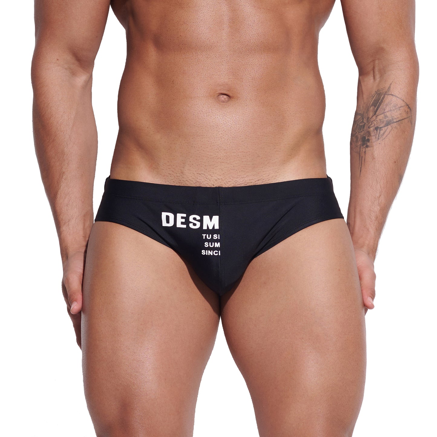 DESMIIT Men's Low Rise Swim Briefs with Cup - Quick Dry Tight Bathing Suit for Swimming  S3313