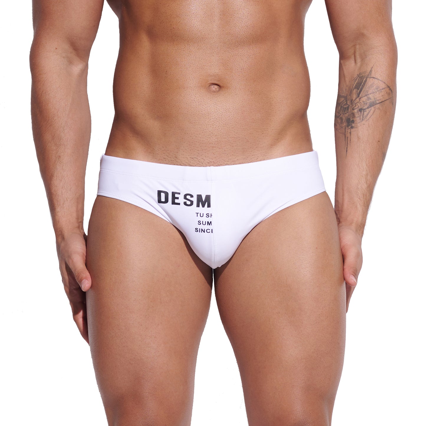 DESMIIT Men's Low Rise Swim Briefs with Cup - Quick Dry Tight Bathing Suit for Swimming  S3313