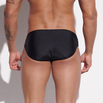 Mens Quick-Dry Shiny Fabric Swim Briefs - Trendy Tight-Fit Swimwear for Summer Water Activities  S3314