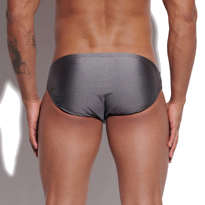 Mens Quick-Dry Shiny Fabric Swim Briefs - Trendy Tight-Fit Swimwear for Summer Water Activities  S3314