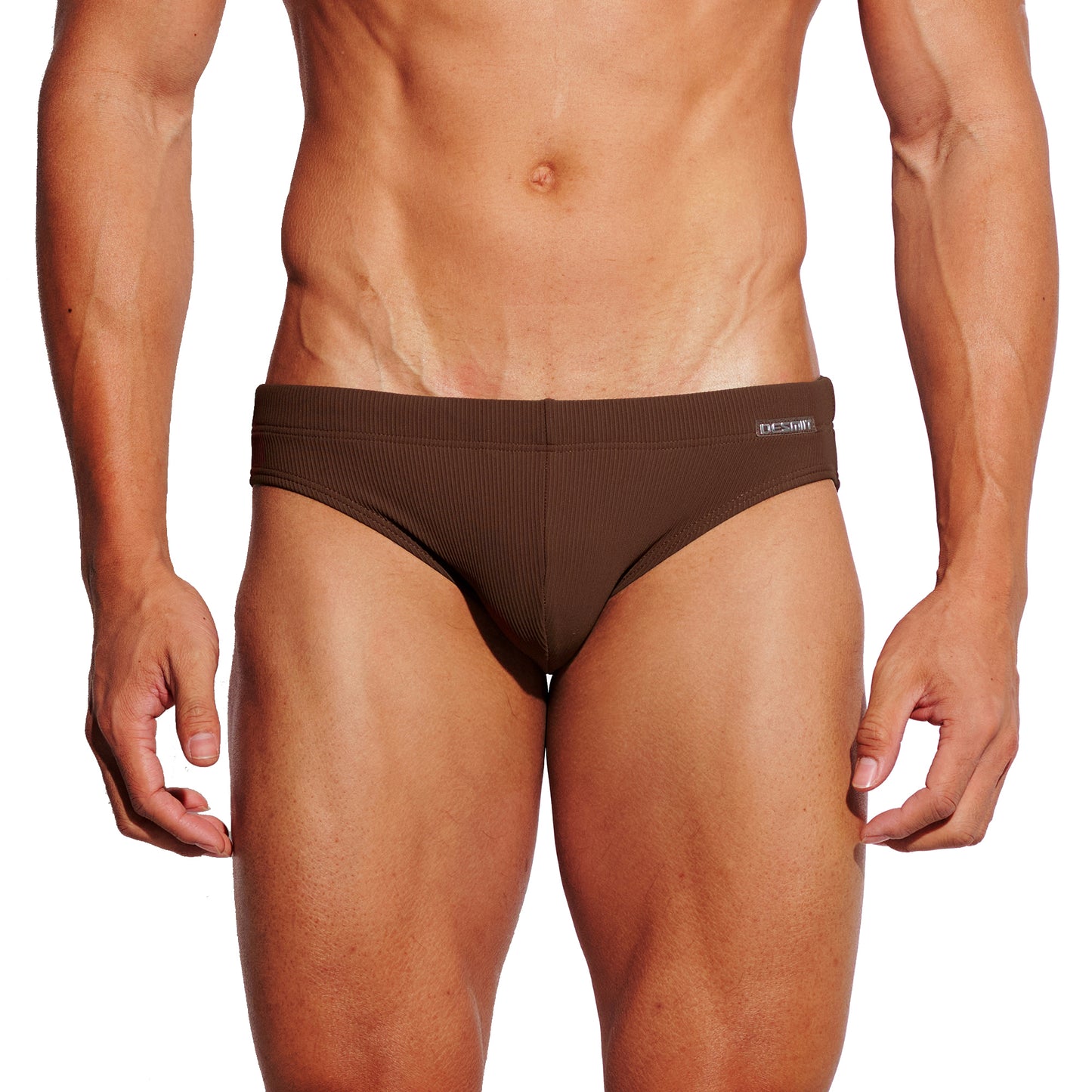 DESMIIT Men's Low Rise Swim Briefs with Cup-High Stretch Breathable Quick Dry Tight Bodycon Bathing Suit for Swim S3634