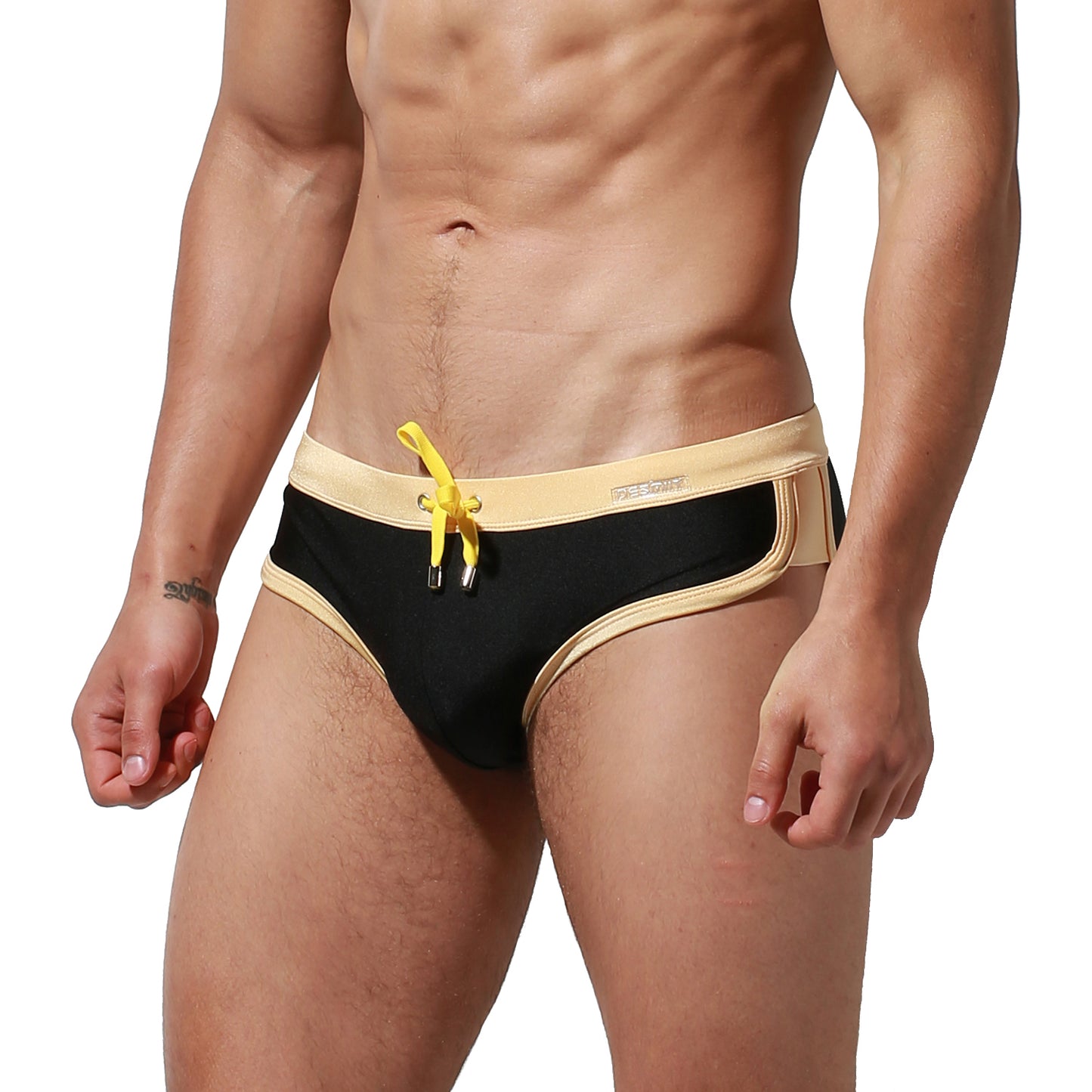 DESMIIT Men's anti embarrassment Low Waist Swimwear Removable Pad Swim Briefs S3934