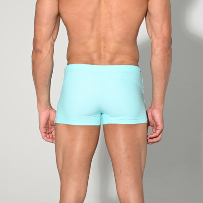Men's Quick-Dry Swimwear Stretchy Plain Square-Cut Lined Swim Trunks S4521
