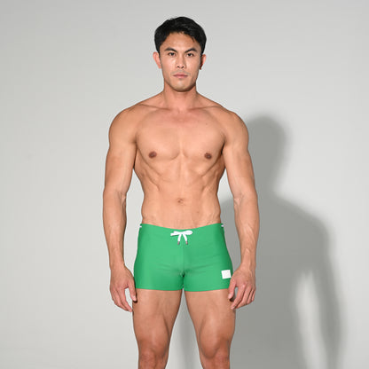 Men's Quick-Dry Swimwear Stretchy Plain Square-Cut Lined Swim Trunks S4521