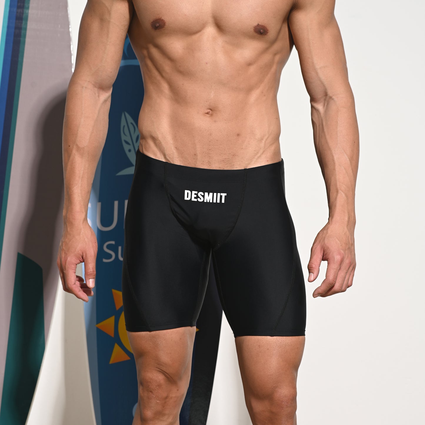 Men's Solid Drawstring Mid-Length Swim Trunks | Quick-Dry Shapewear Sports Swimwear S5525