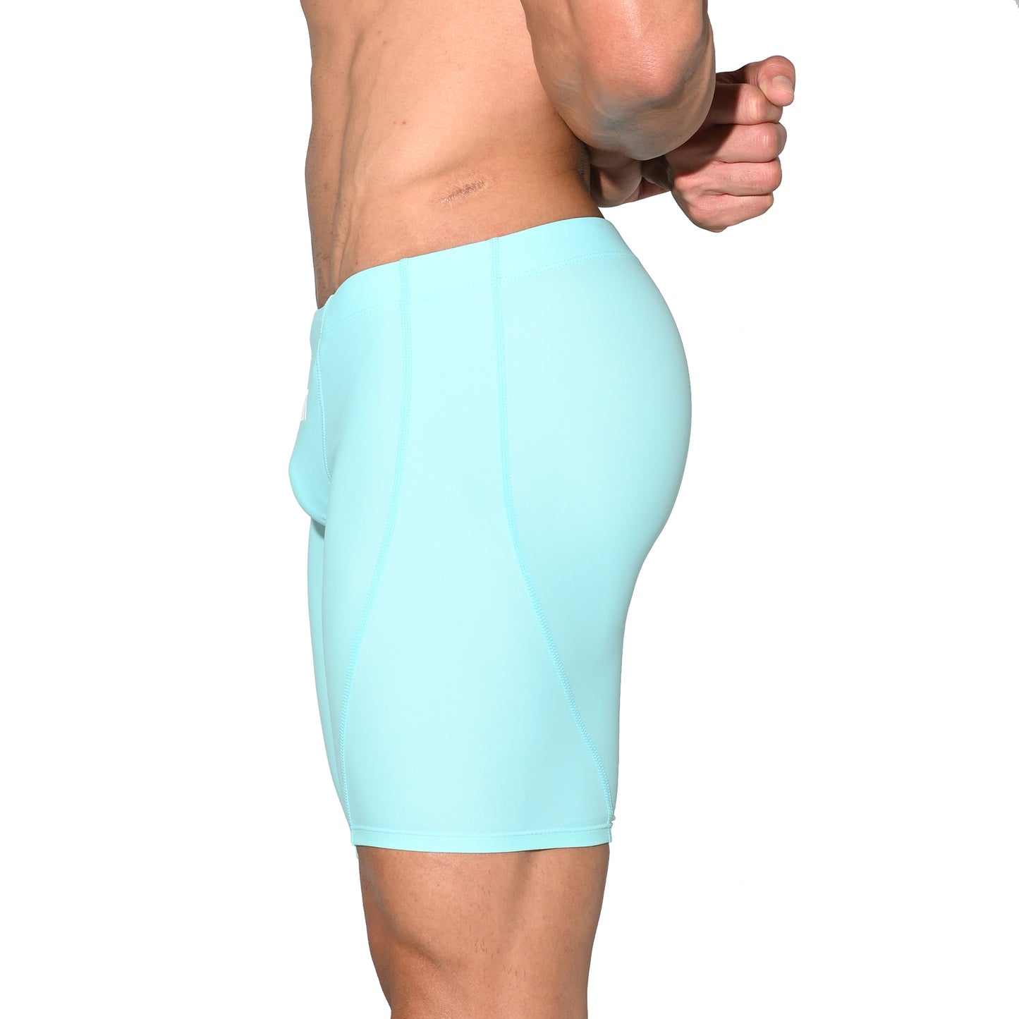 Men's Solid Drawstring Mid-Length Swim Trunks | Quick-Dry Shapewear Sports Swimwear S5525