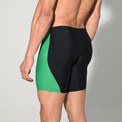 Men's Drawstring Color-Blocked Mid-Length Swim Trunks Tight Sports Swimwear S5526