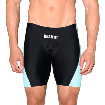Men's Drawstring Color-Blocked Mid-Length Swim Trunks Tight Sports Swimwear S5526