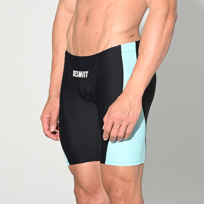 Men's Drawstring Color-Blocked Mid-Length Swim Trunks Tight Sports Swimwear S5526