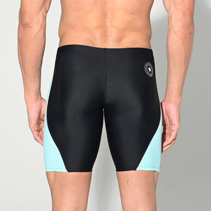 Men's Drawstring Color-Blocked Mid-Length Swim Trunks Tight Sports Swimwear S5526