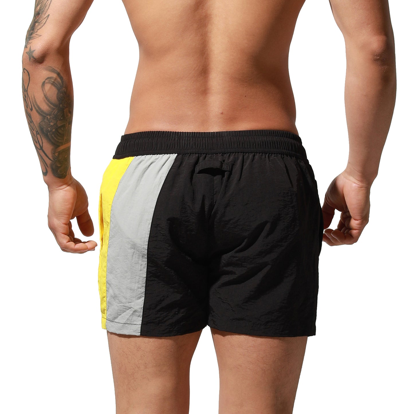 DESMIIT Men's Geometric Stitching Quick-Dry Short Board Shorts Loose Swimwear Surfing S6017