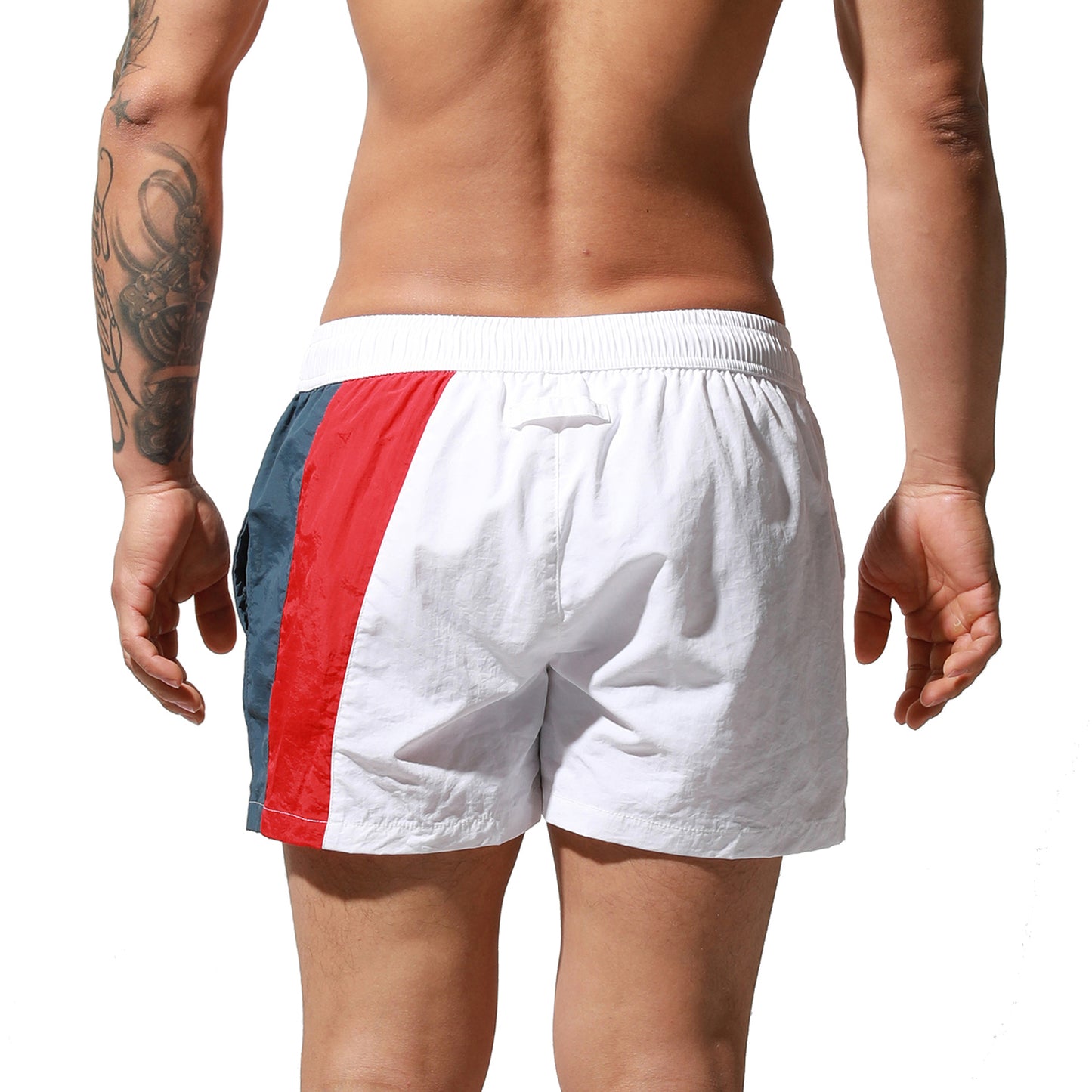 DESMIIT Men's Geometric Stitching Quick-Dry Short Board Shorts Loose Swimwear Surfing S6017