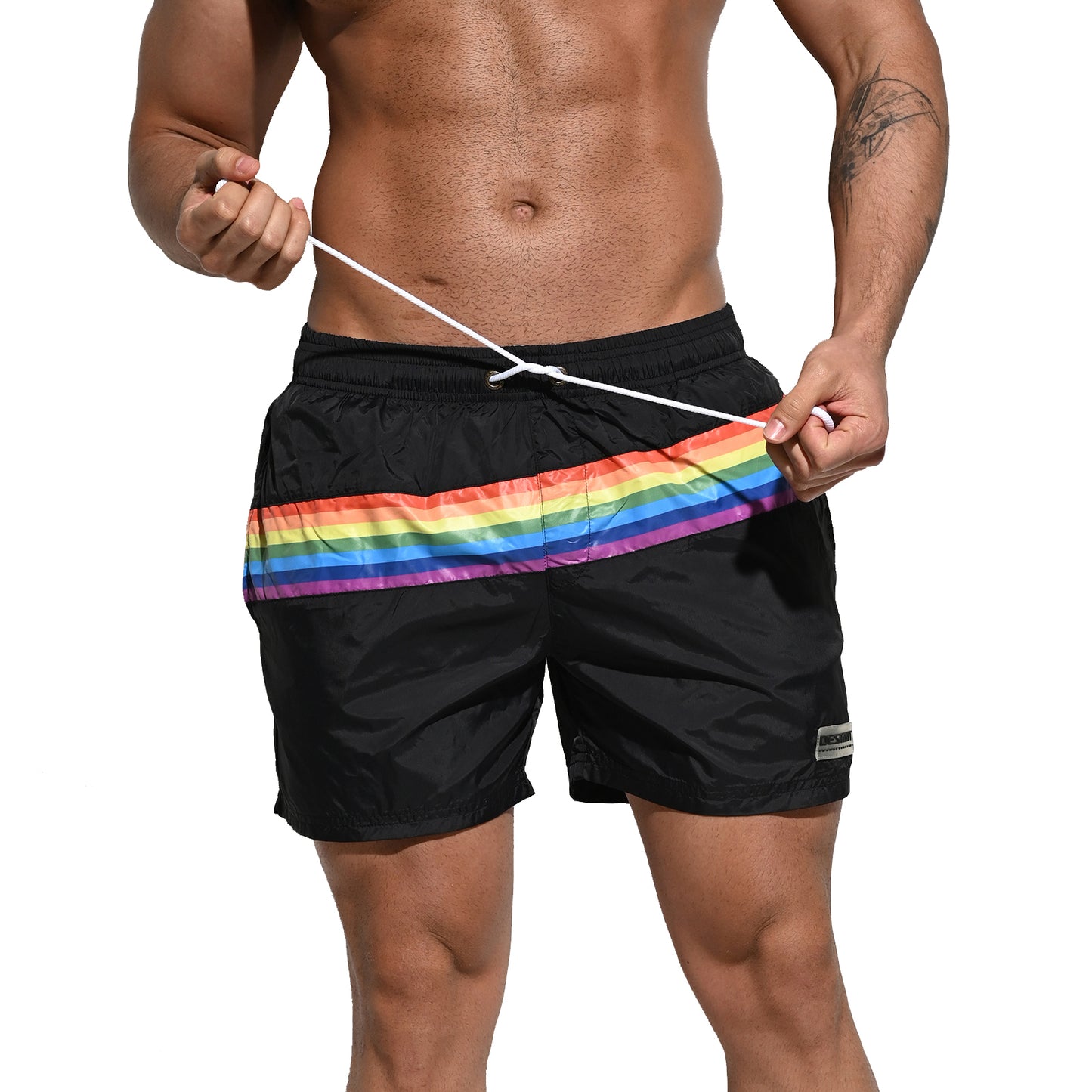 DESMIIT Men's Board Shorts Pride Rainbow Easy Take Thin Loose Holiday Swimwear  Three-way shorts S7073