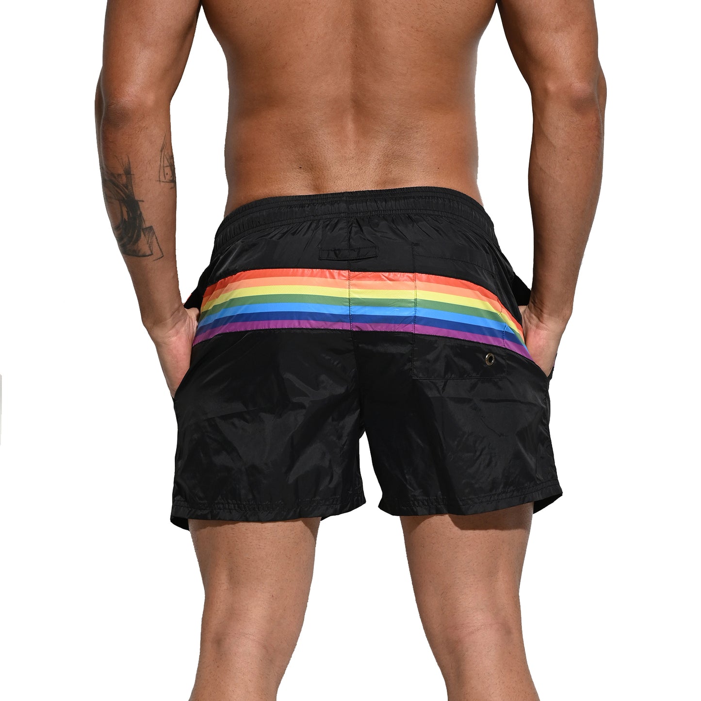 DESMIIT Men's Board Shorts Pride Rainbow Easy Take Thin Loose Holiday Swimwear  Three-way shorts S7073