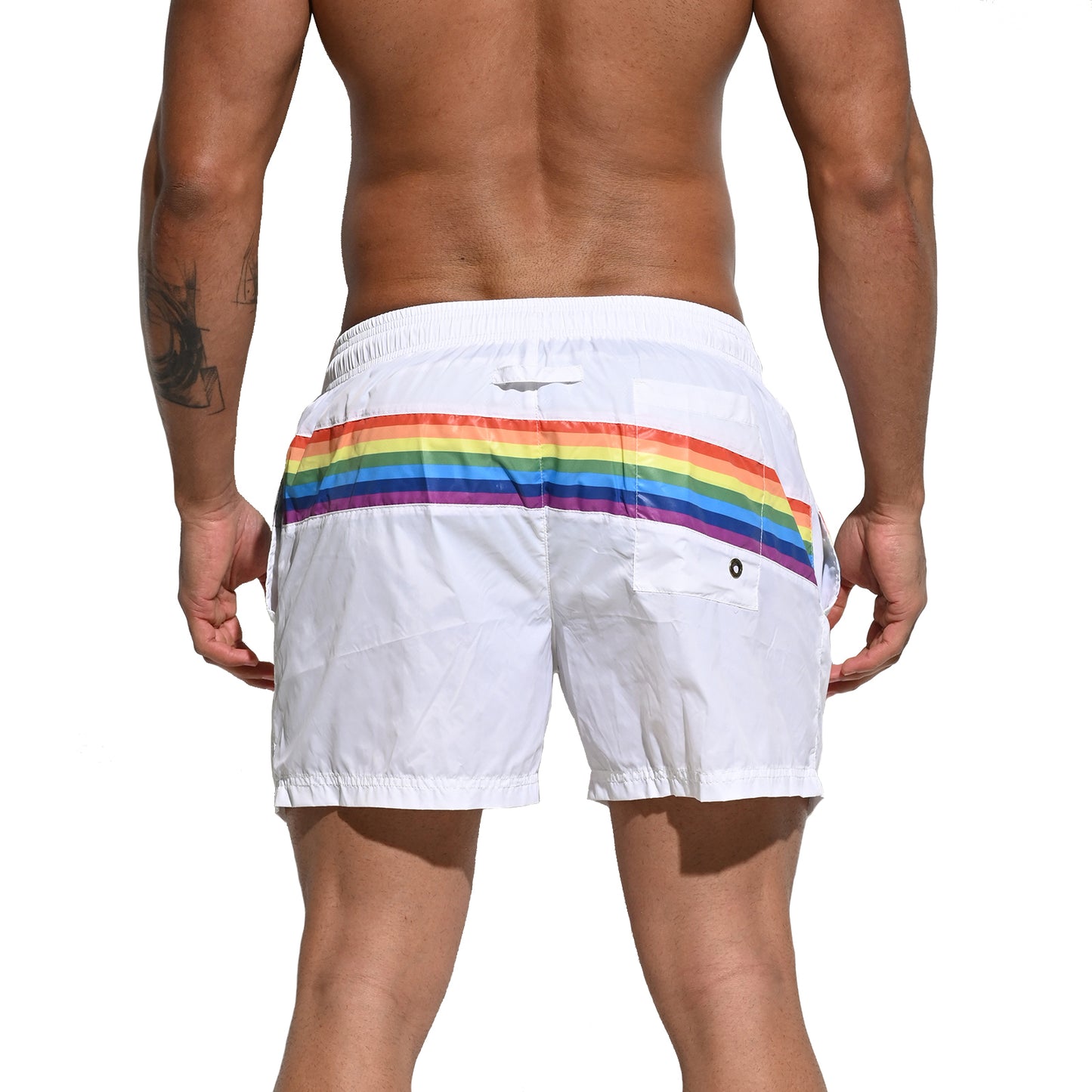 DESMIIT Men's Board Shorts Pride Rainbow Easy Take Thin Loose Holiday Swimwear  Three-way shorts S7073