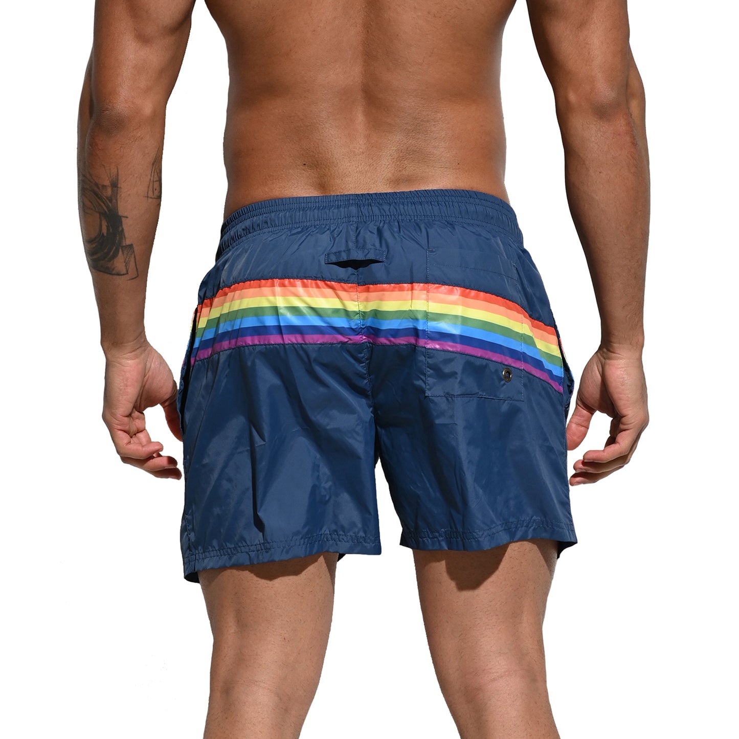 DESMIIT Men's Board Shorts Pride Rainbow Easy Take Thin Loose Holiday Swimwear  Three-way shorts S7073