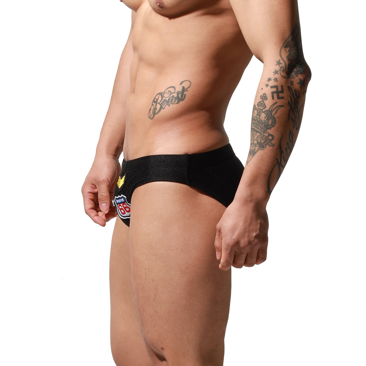 DESMIIT Men's Tight Swim Briefs Swimming Fashion Tag Sunbath Bikini Swimwear Cup inside S3038