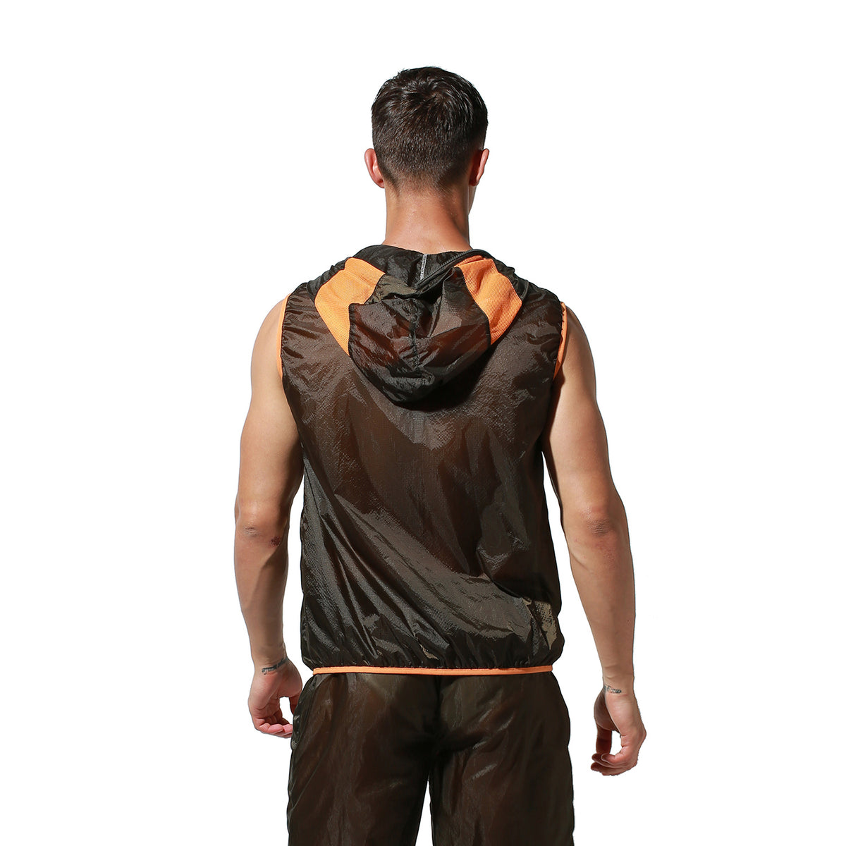 Men's Lightweight Sun Protection Tank Top Quick Dry Sexy Sleeveless Hooded Sheer UV Protection Vest S2901
