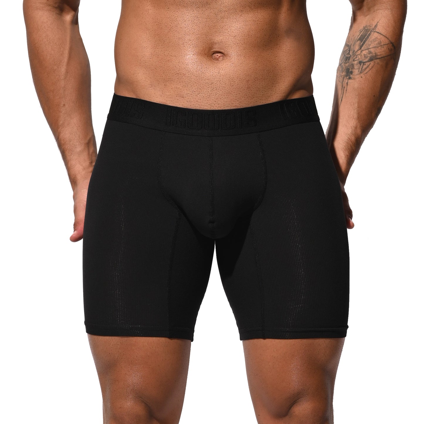 Men's Soft Ribbed Modal  High Elastic U-Pouch Underwear Airy Boxer brief Soft Solid U5121