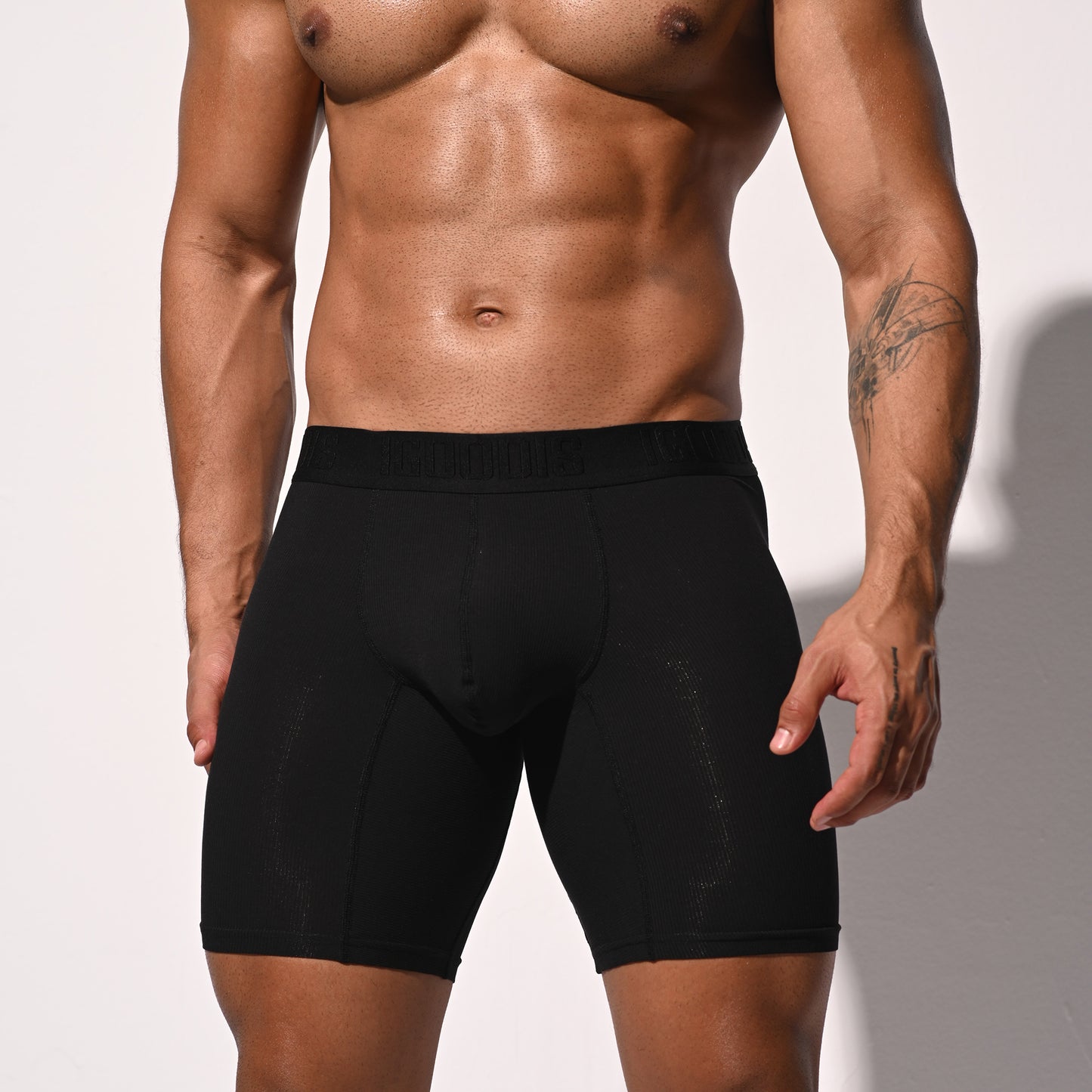 Men's Soft Ribbed Modal  High Elastic U-Pouch Underwear Airy Boxer brief Soft Solid U5121