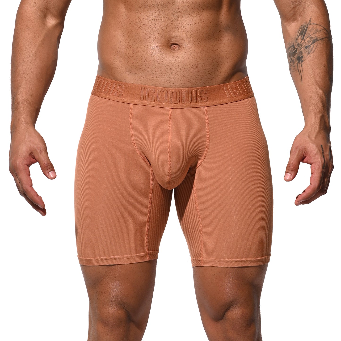 Men's Soft Ribbed Modal  High Elastic U-Pouch Underwear Airy Boxer brief Soft Solid U5121