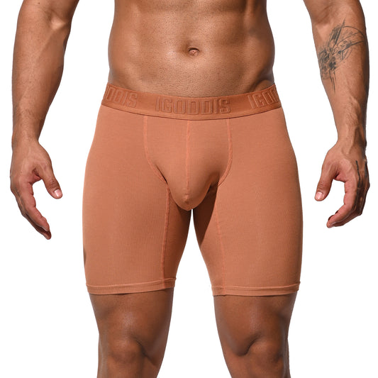 Men's Soft Ribbed Modal  High Elastic U-Pouch Underwear Airy Boxer brief Soft Solid U5121