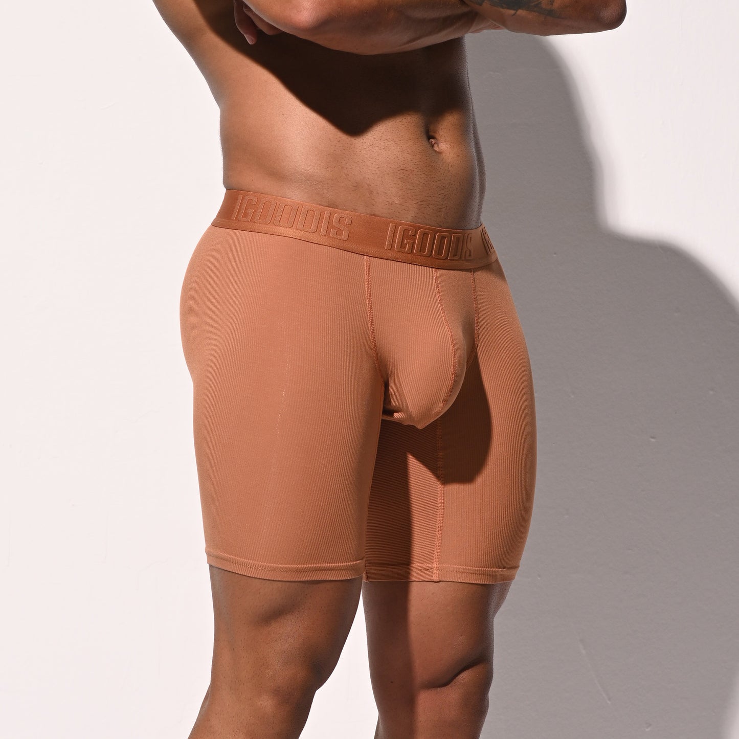 Men's Soft Ribbed Modal  High Elastic U-Pouch Underwear Airy Boxer brief Soft Solid U5121