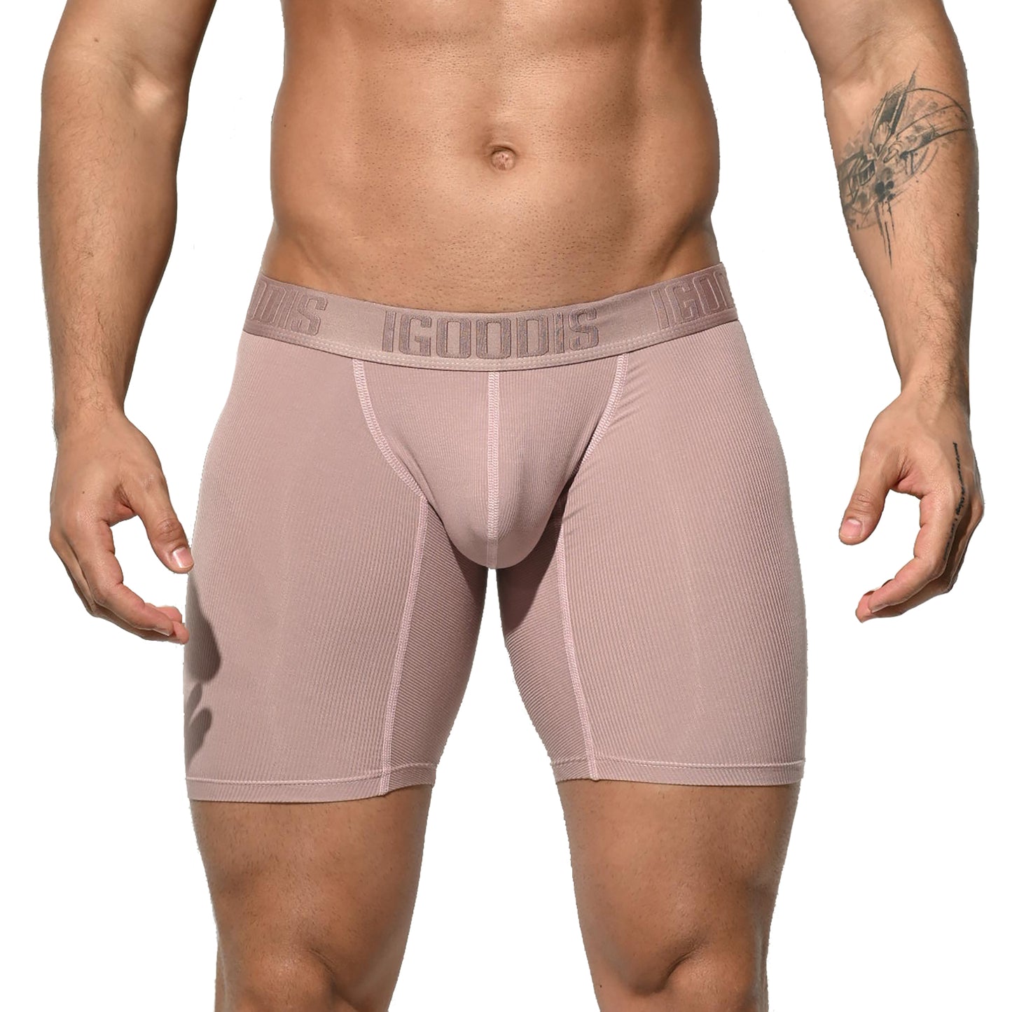 Men's Soft Ribbed Modal  High Elastic U-Pouch Underwear Airy Boxer brief Soft Solid U5121