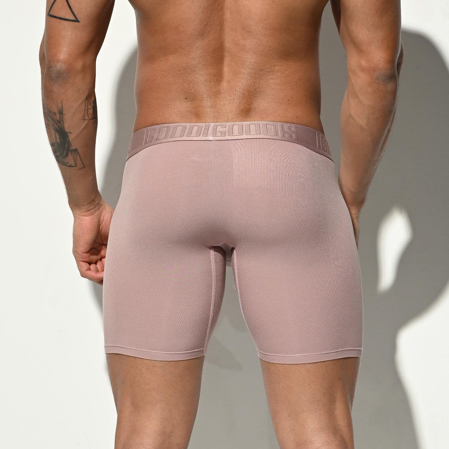 Men's Soft Ribbed Modal  High Elastic U-Pouch Underwear Airy Boxer brief Soft Solid U5121