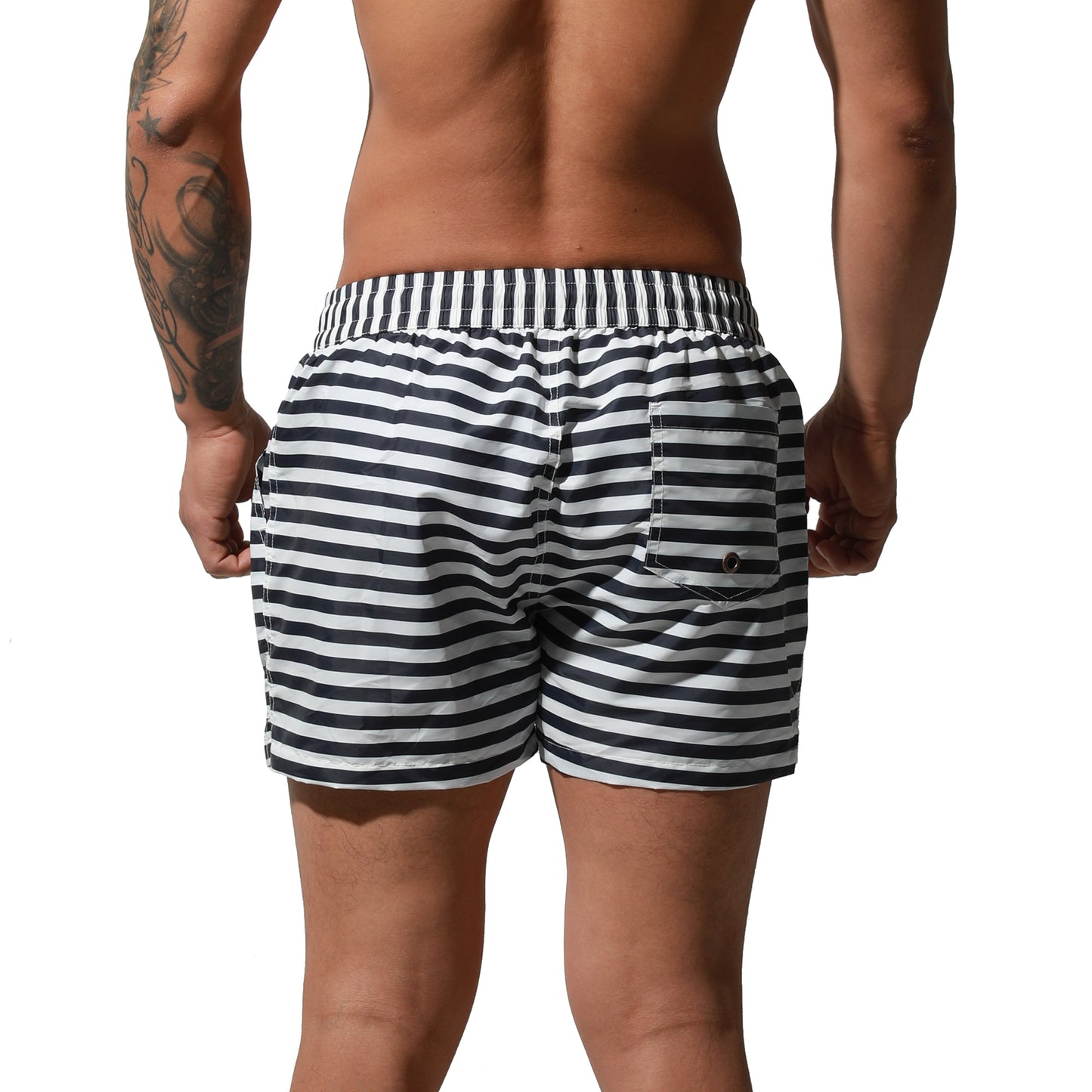 DESMIIT Men's Striped Board shorts Beachwear Quick-dry Nylon Loose swimming Trunks S6018